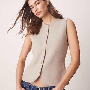 Abercrombie & Fitch high neck button through knit tank top in taupe